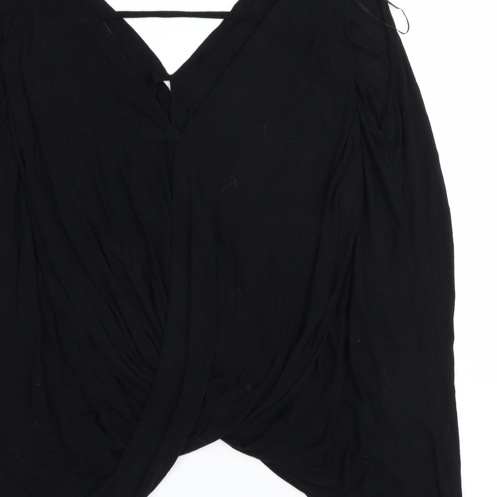 Womens UK Size 10 River Island Black Wrap Blouse