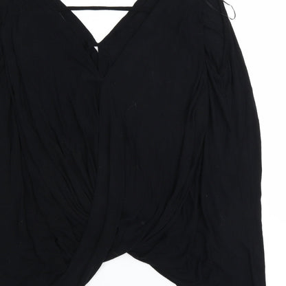 Womens UK Size 10 River Island Black Wrap Blouse