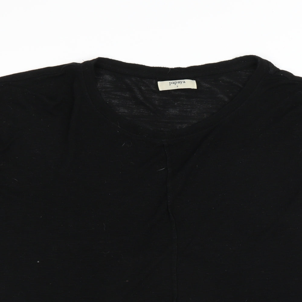 Papaya Womens Black  Knit Pullover Jumper Size S