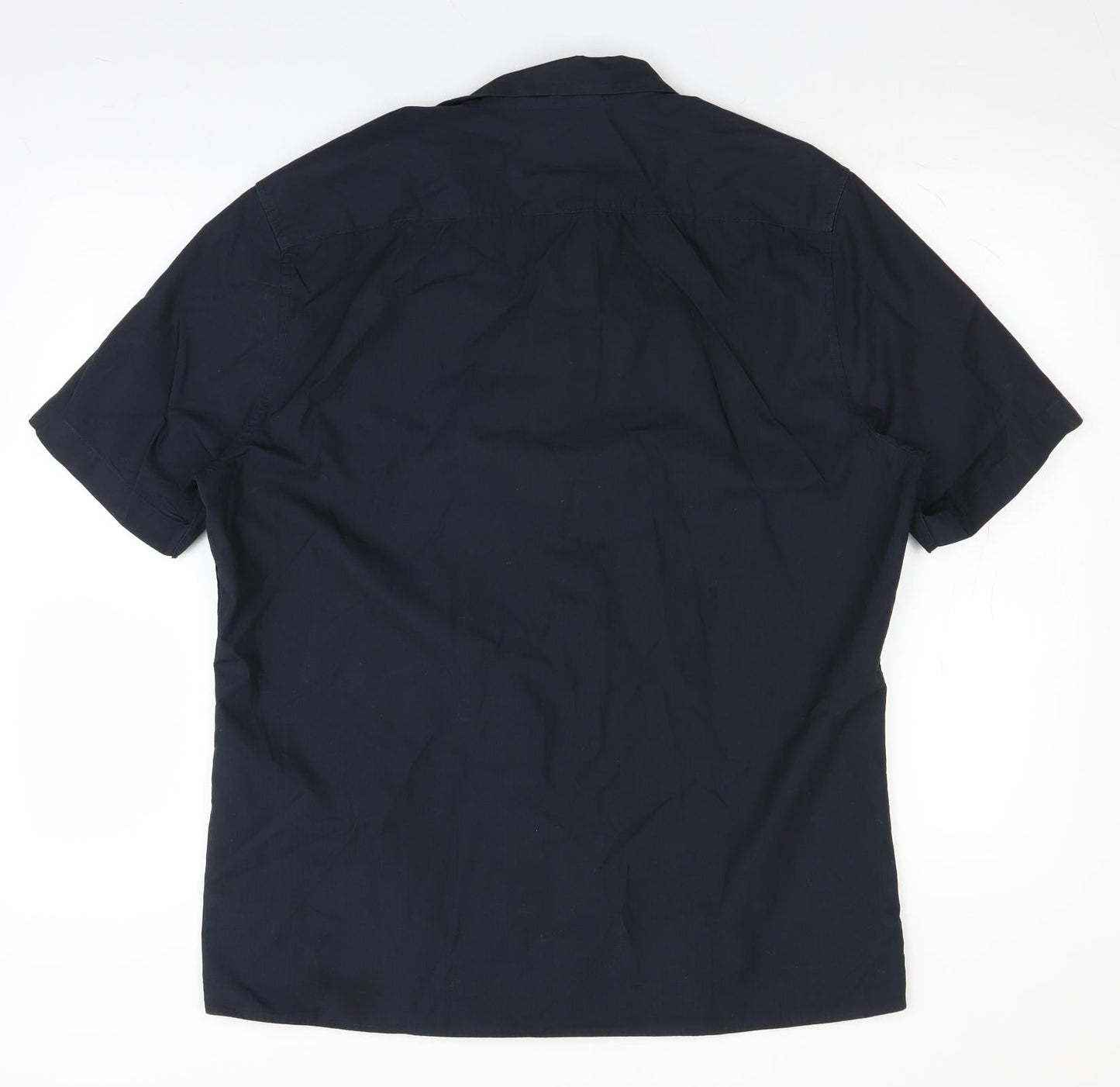 Mens UK Size L H&M Blue  Button-Up Short Sleeve Casual Shirt