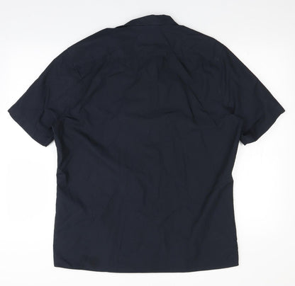 Mens UK Size L H&M Blue  Button-Up Short Sleeve Casual Shirt