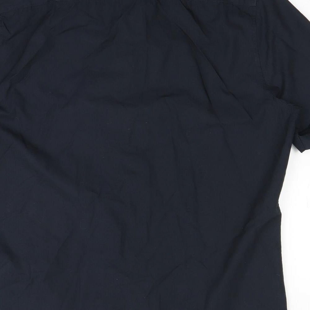 Mens UK Size L H&M Blue  Button-Up Short Sleeve Casual Shirt