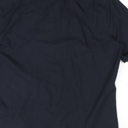 Mens UK Size L H&M Blue  Button-Up Short Sleeve Casual Shirt