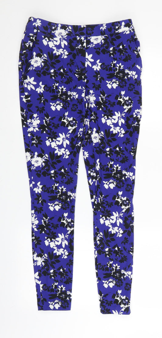 George Womens Blue Floral  Trousers  Size 8 L28 in