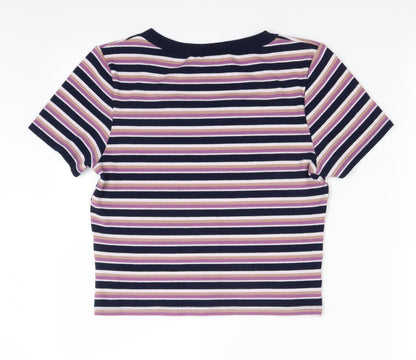 H&M Womens Blue Striped Knit Pullover Jumper Size L