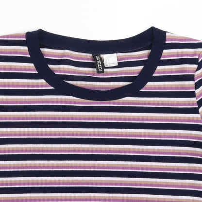 H&M Womens Blue Striped Knit Pullover Jumper Size L