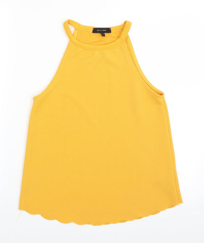Womens UK Size 8 New Look Yellow Basic Tank
