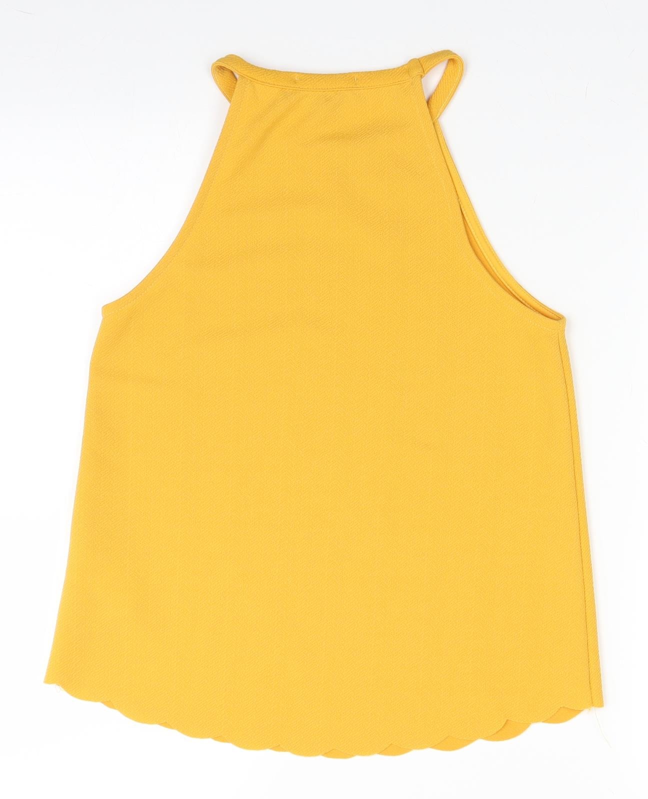 Womens UK Size 8 New Look Yellow Basic Tank