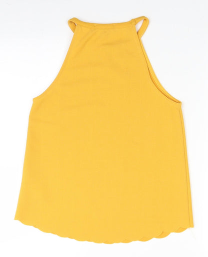 Womens UK Size 8 New Look Yellow Basic Tank