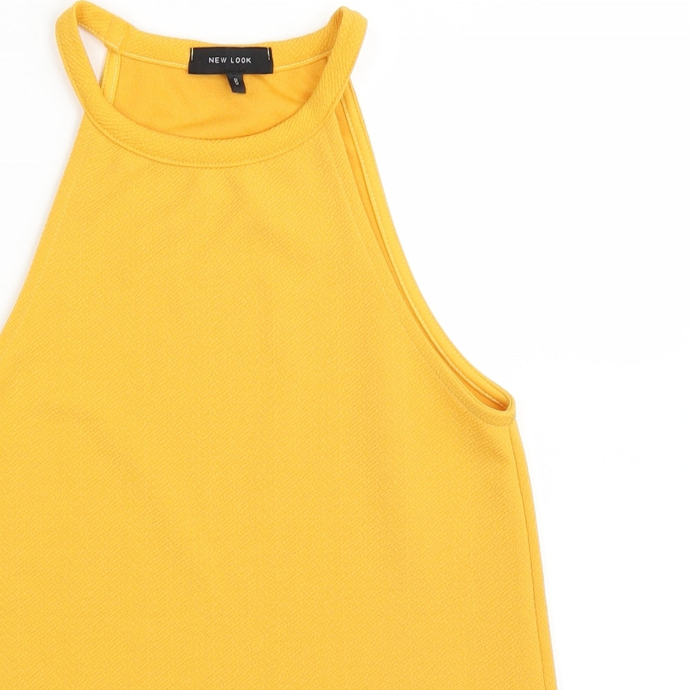 Womens UK Size 8 New Look Yellow Basic Tank