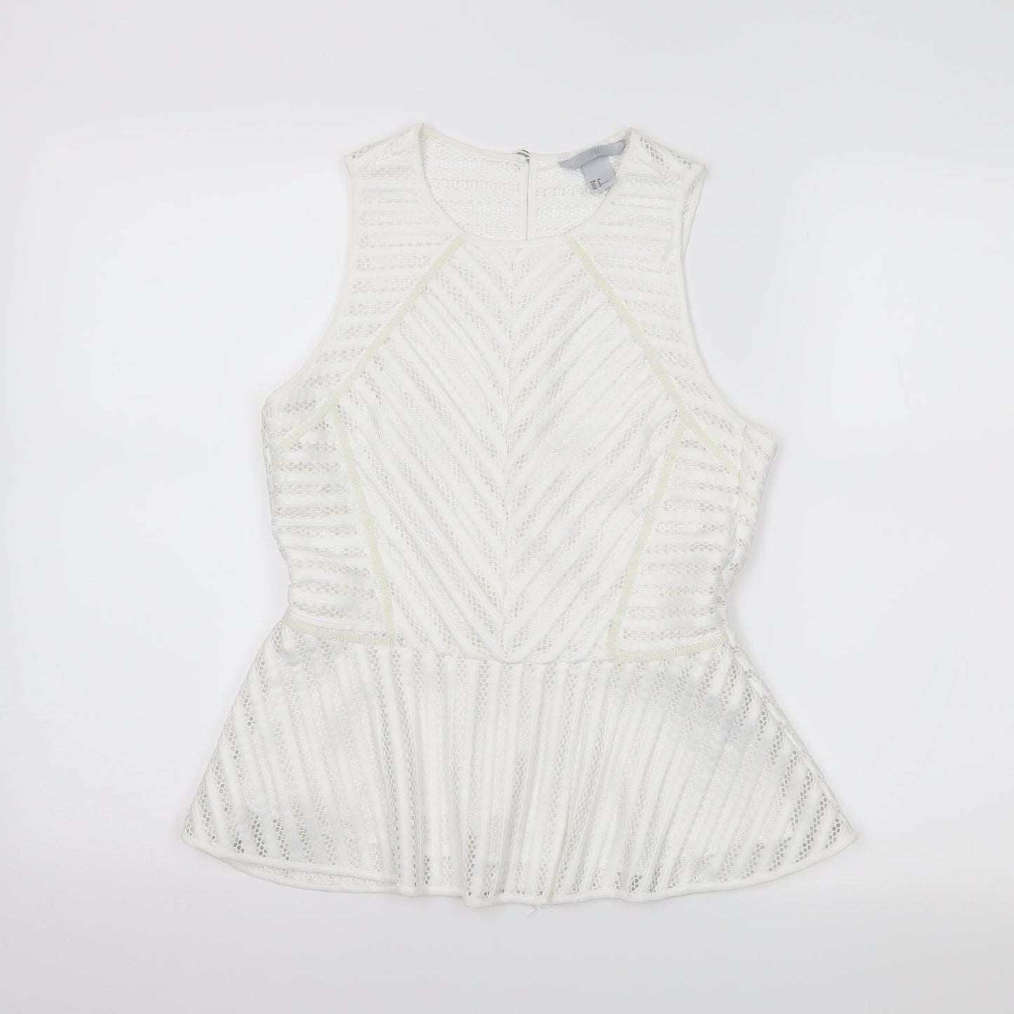 Womens UK Size 10 H&M White Cropped Tank
