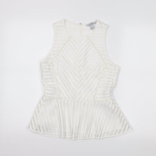 Womens UK Size 10 H&M White Cropped Tank