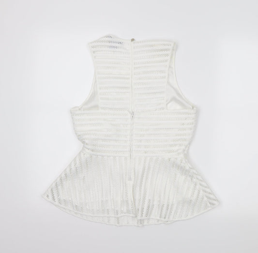 Womens UK Size 10 H&M White Cropped Tank