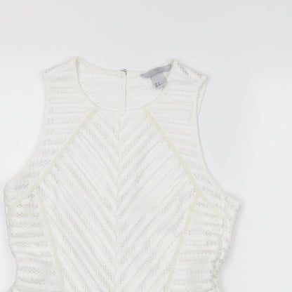 Womens UK Size 10 H&M White Cropped Tank