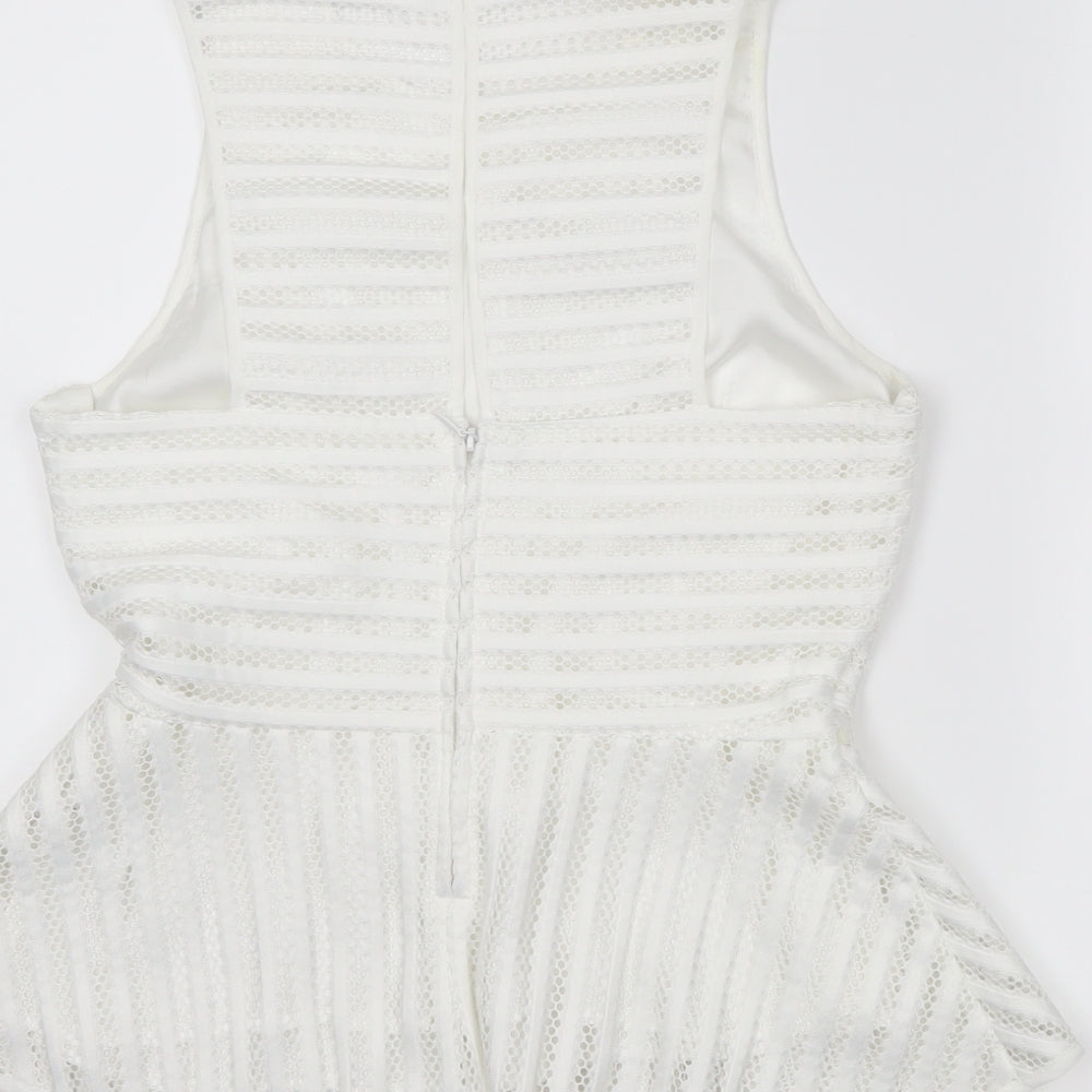 Womens UK Size 10 H&M White Cropped Tank