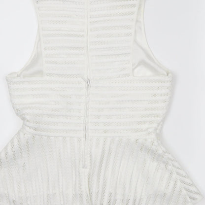 Womens UK Size 10 H&M White Cropped Tank