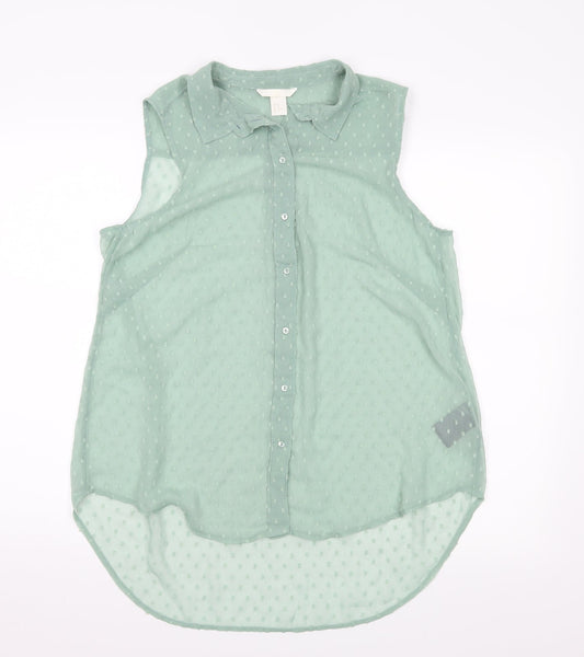 H&M Womens Green   Basic Button-Up Size 14