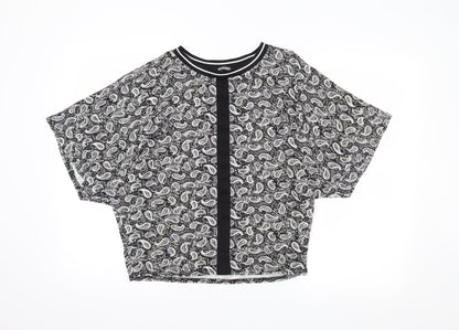 Womens UK Size 8 Missguided Black Cropped T-Shirt