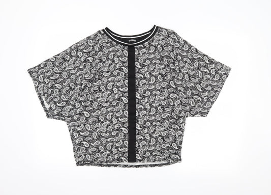 Womens UK Size 8 Missguided Black Cropped T-Shirt