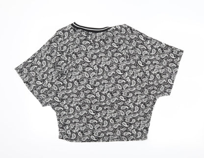 Womens UK Size 8 Missguided Black Cropped T-Shirt