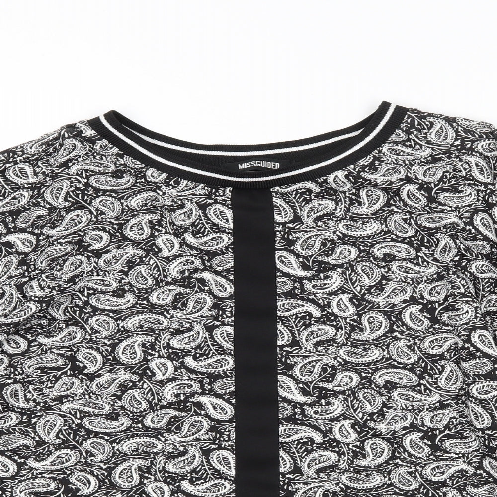 Womens UK Size 8 Missguided Black Cropped T-Shirt