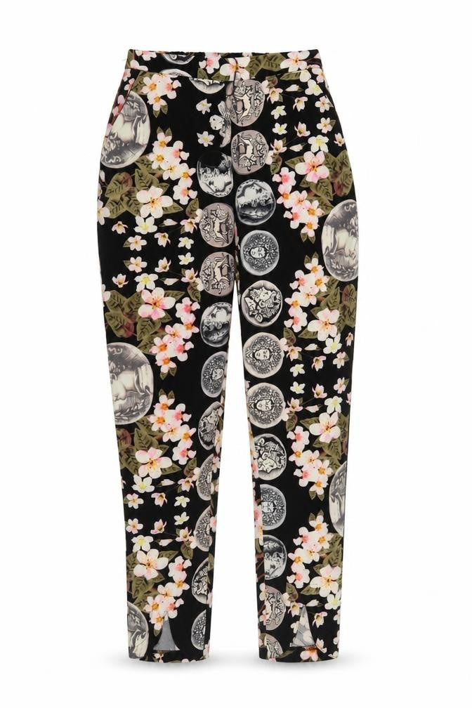 Missguided Womens Black Floral  Trousers  Size 8 L26 in