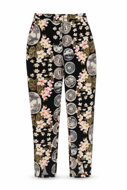 Missguided Womens Black Floral  Trousers  Size 8 L26 in