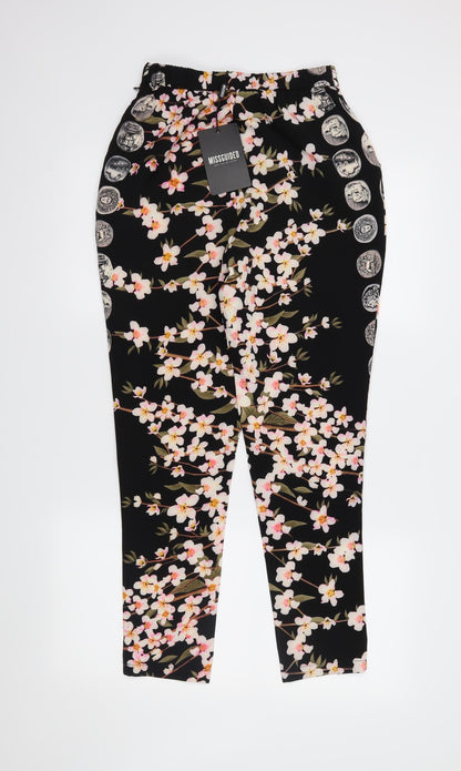 Missguided Womens Black Floral  Trousers  Size 8 L26 in