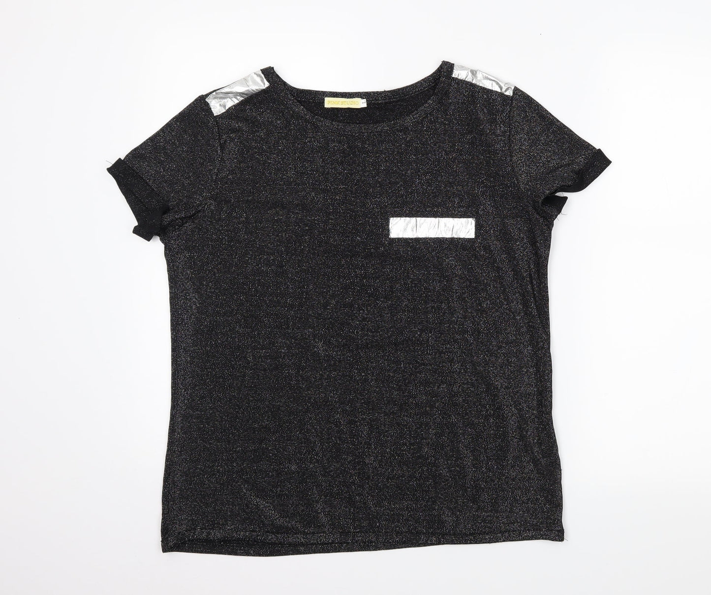 pink studio Womens Black   Basic T-Shirt Size L