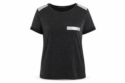 pink studio Womens Black   Basic T-Shirt Size L