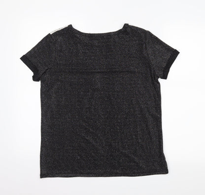 pink studio Womens Black   Basic T-Shirt Size L