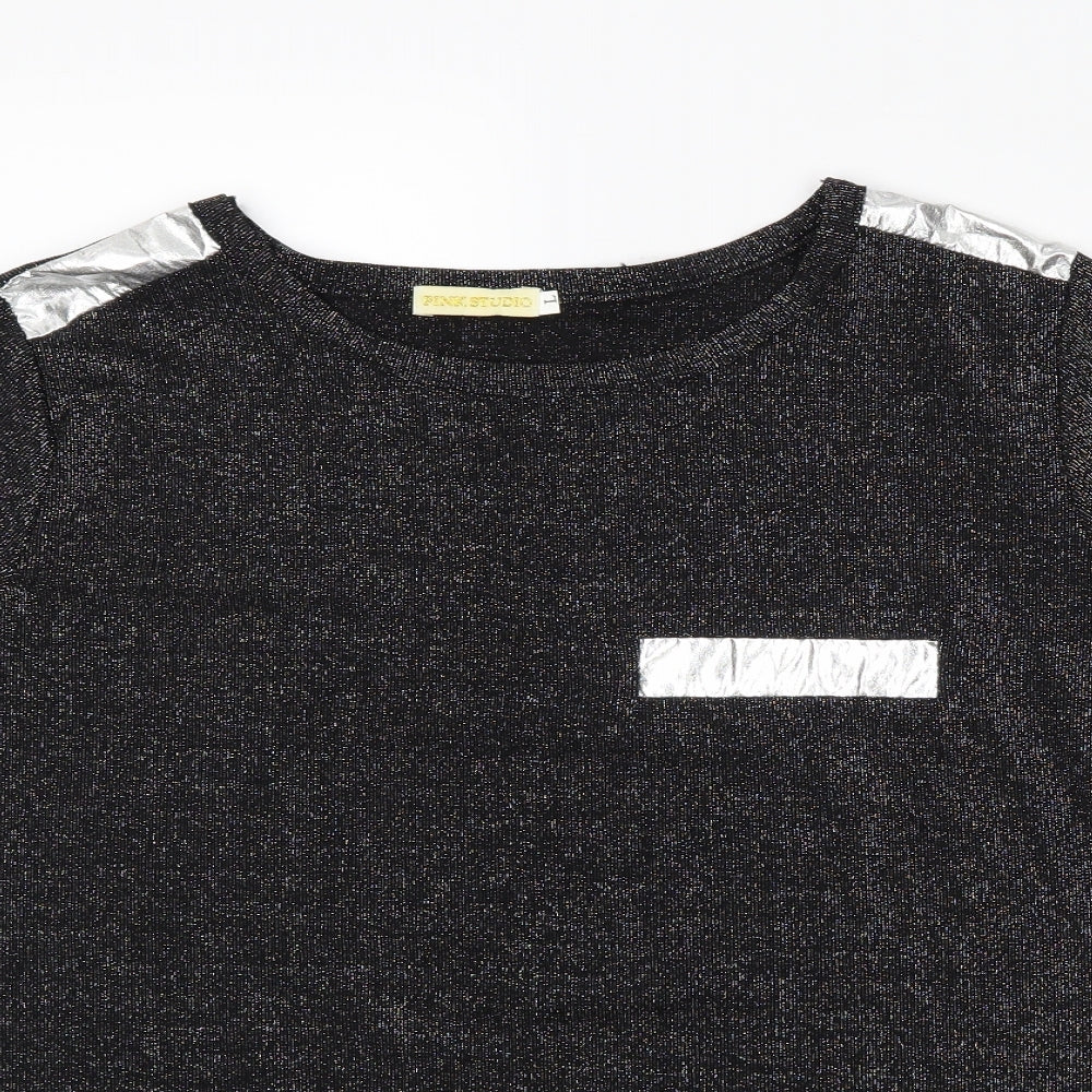 pink studio Womens Black   Basic T-Shirt Size L