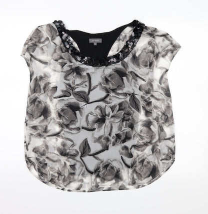 et vous Womens Black Floral  Basic Blouse Size 10