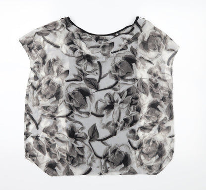 et vous Womens Black Floral  Basic Blouse Size 10