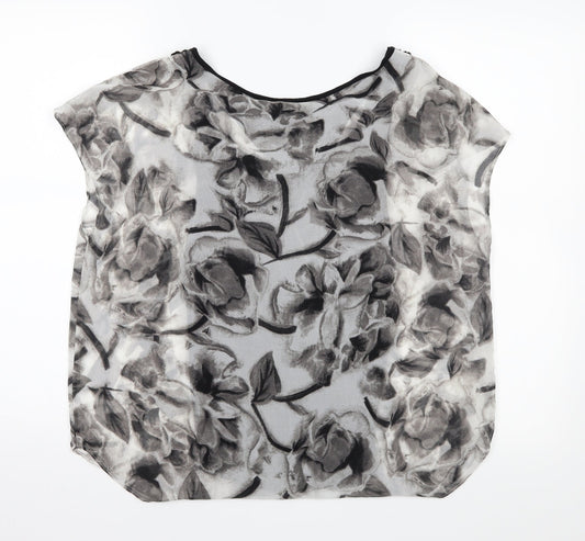 et vous Womens Black Floral  Basic Blouse Size 10