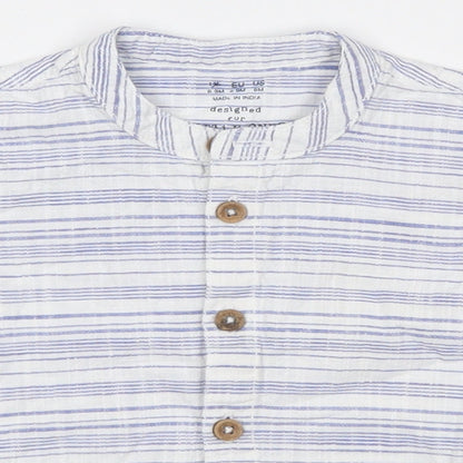 F&F Boys White Striped  Basic Button-Up Size 6-9 Months