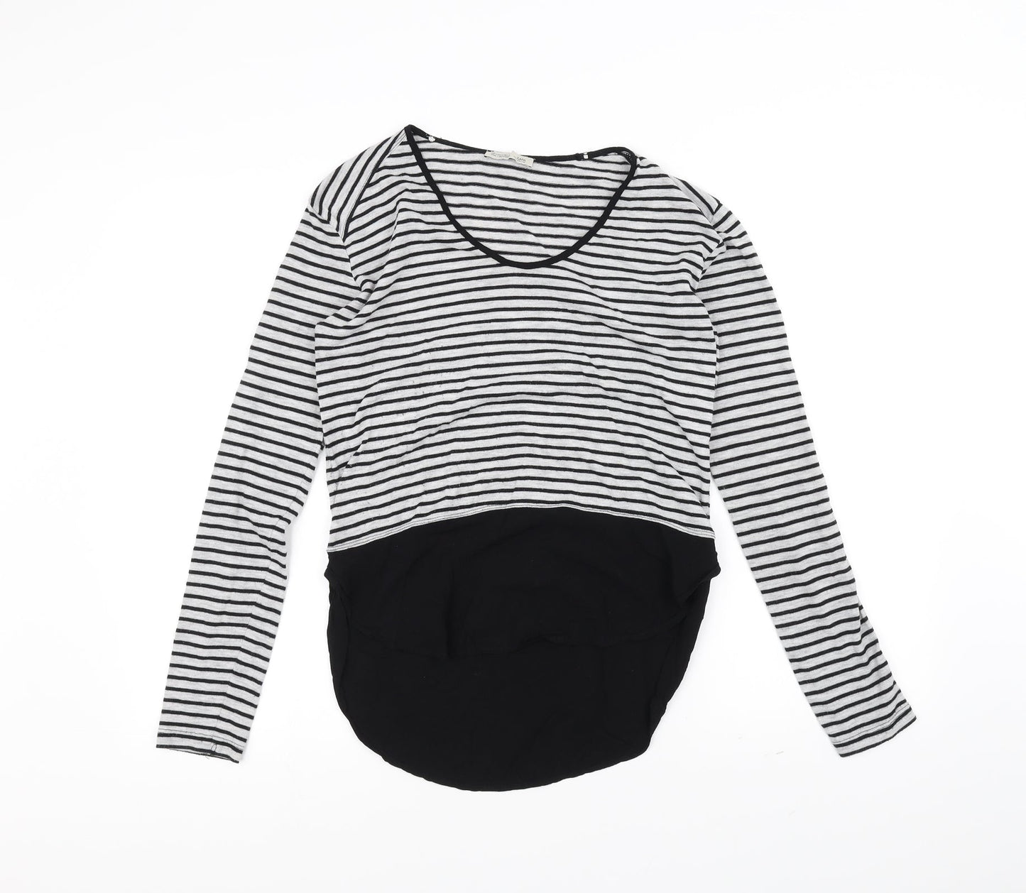 Womens UK Size S Zara Black Basic T-Shirt