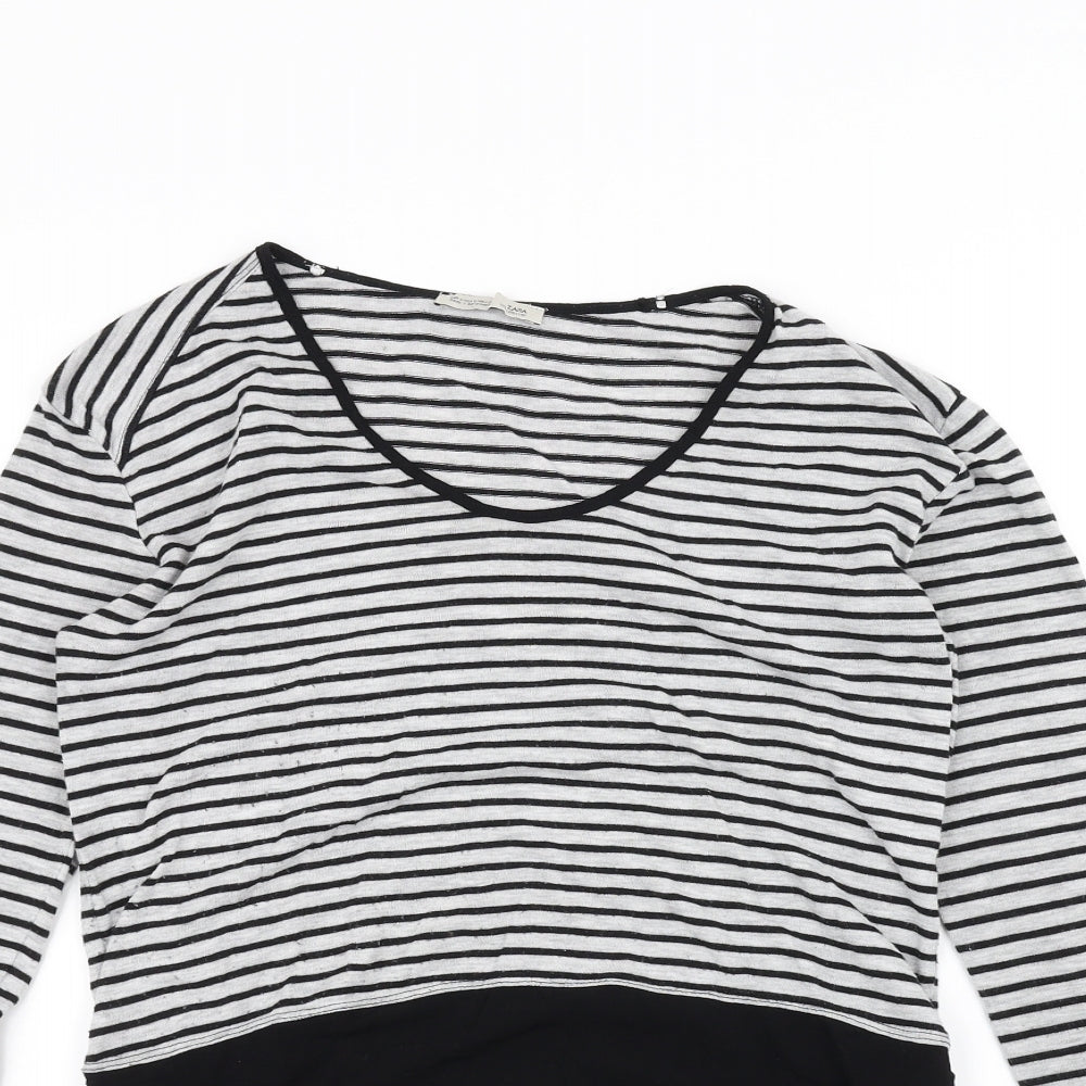 Womens UK Size S Zara Black Basic T-Shirt