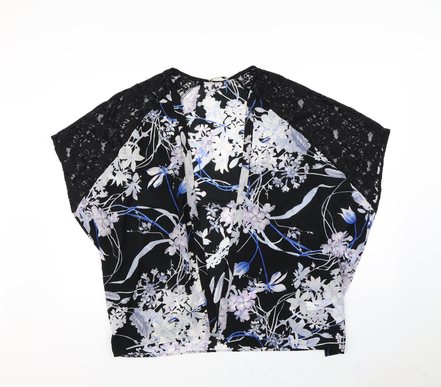 Papaya Womens Black Floral  Cape Jumper Size 8