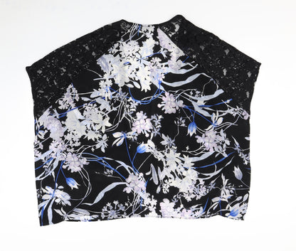 Papaya Womens Black Floral  Cape Jumper Size 8