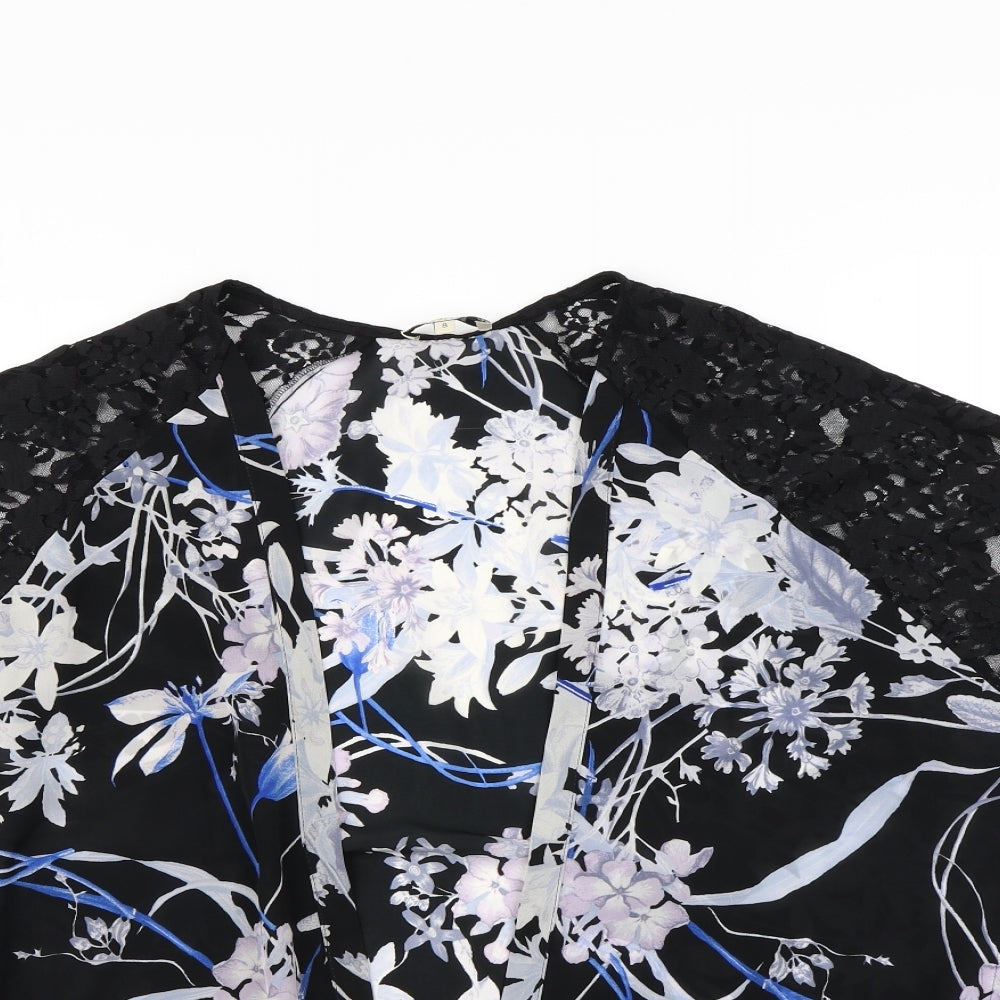 Papaya Womens Black Floral  Cape Jumper Size 8
