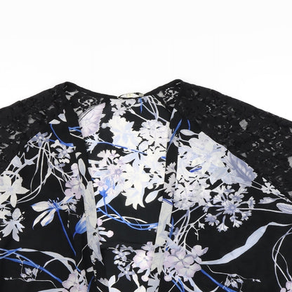 Papaya Womens Black Floral  Cape Jumper Size 8