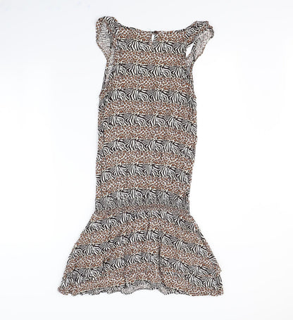 Preworn Womens White Animal Print  Fit & Flare  Size M