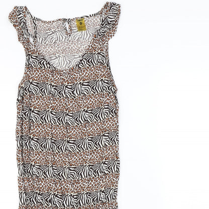 Preworn Womens White Animal Print  Fit & Flare  Size M