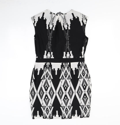 LIMITED Womens Black Geometric  Pencil Dress  Size 10