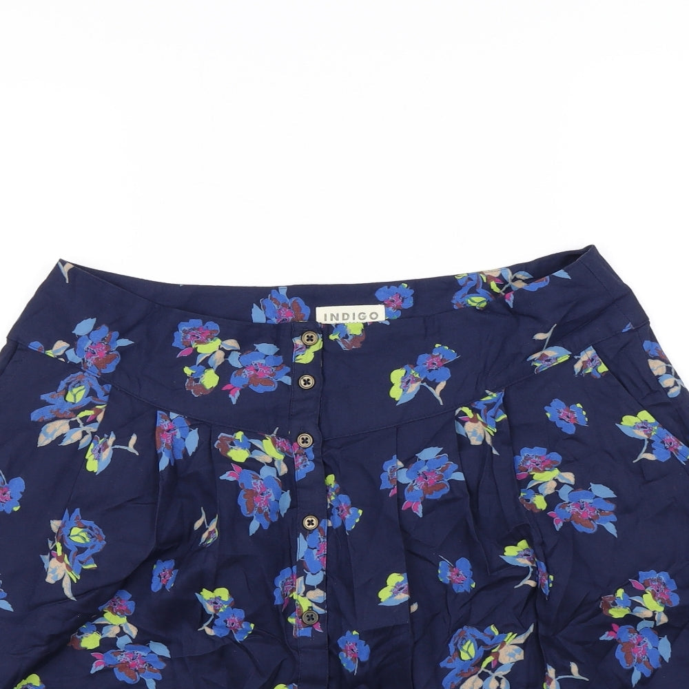 m&S Womens Blue Floral  Skater Skirt Size 12