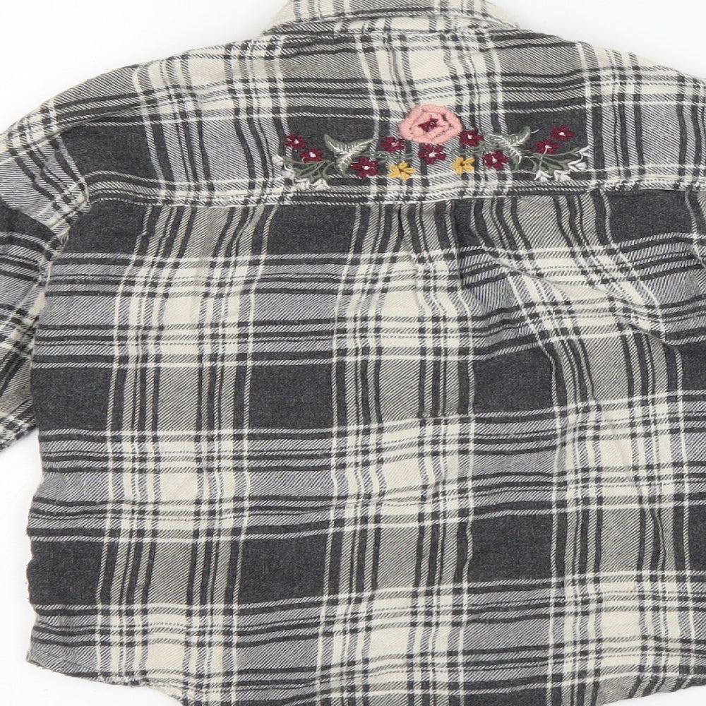 Matalan Girls Grey Check  Basic Button-Up Size 6 Years  - flowers