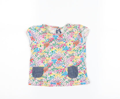 NEXT Girls White Floral  Basic T-Shirt Size 9-12 Months