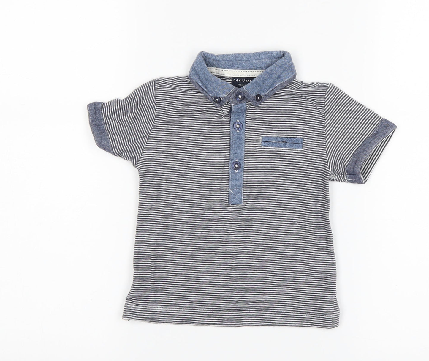 NEXT Boys Blue Striped  Basic Polo Size 12-18 Months