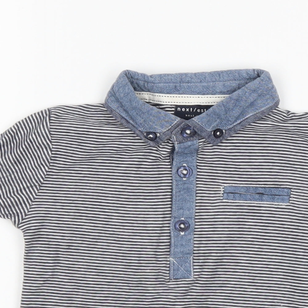 NEXT Boys Blue Striped  Basic Polo Size 12-18 Months